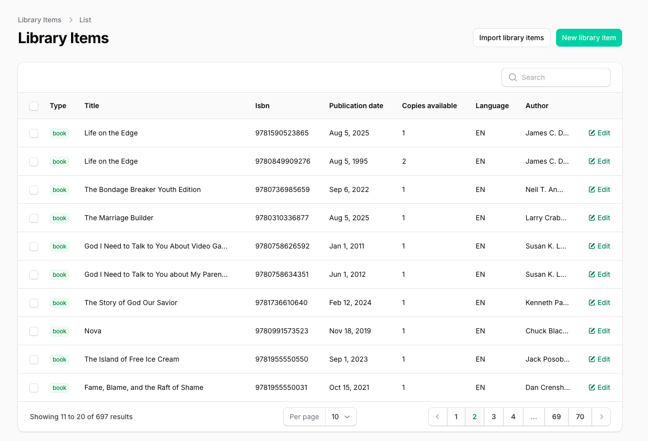 Sommerfeld Church ERP dashboard interface screenshot